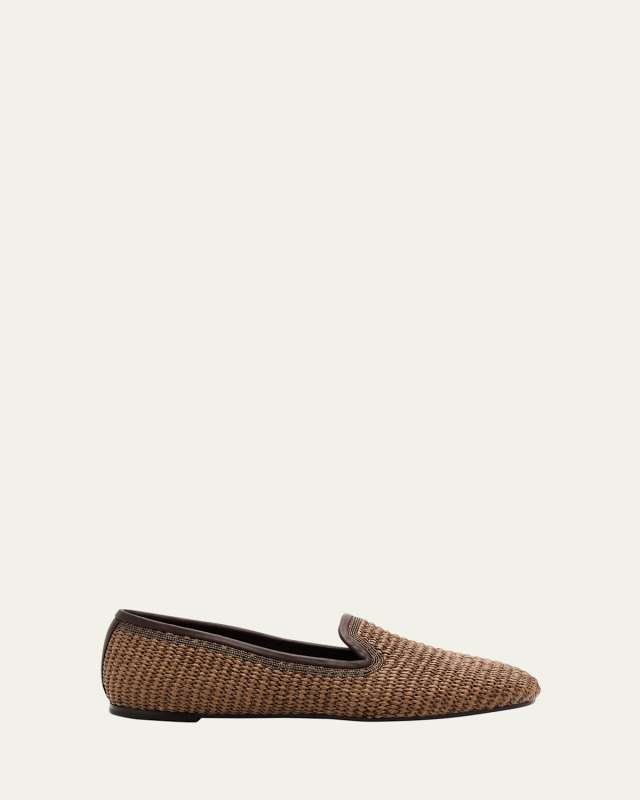 Raffia Monili Slip-On Loafers
